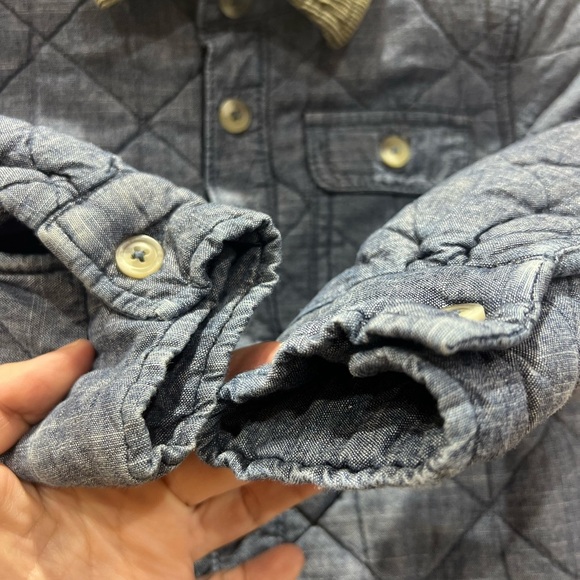 Old Navy Quilted Denim Chambray Button Front Sweater Jacket Coat Corduroy Accent - Picture 4 of 8